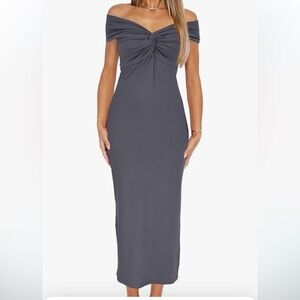 NWT Off The Shoulder Twist Knot Front Bodycon Dresses long